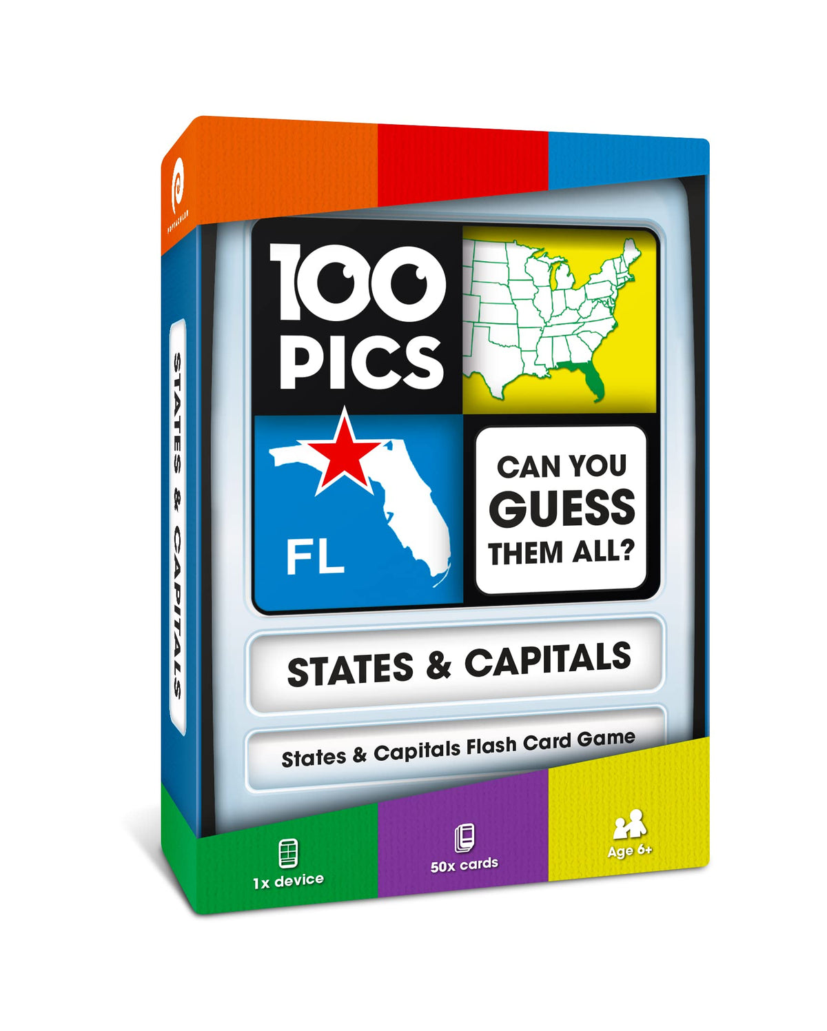 100 PICS US States & Capitals flash cards cover for quick geography learning on the go