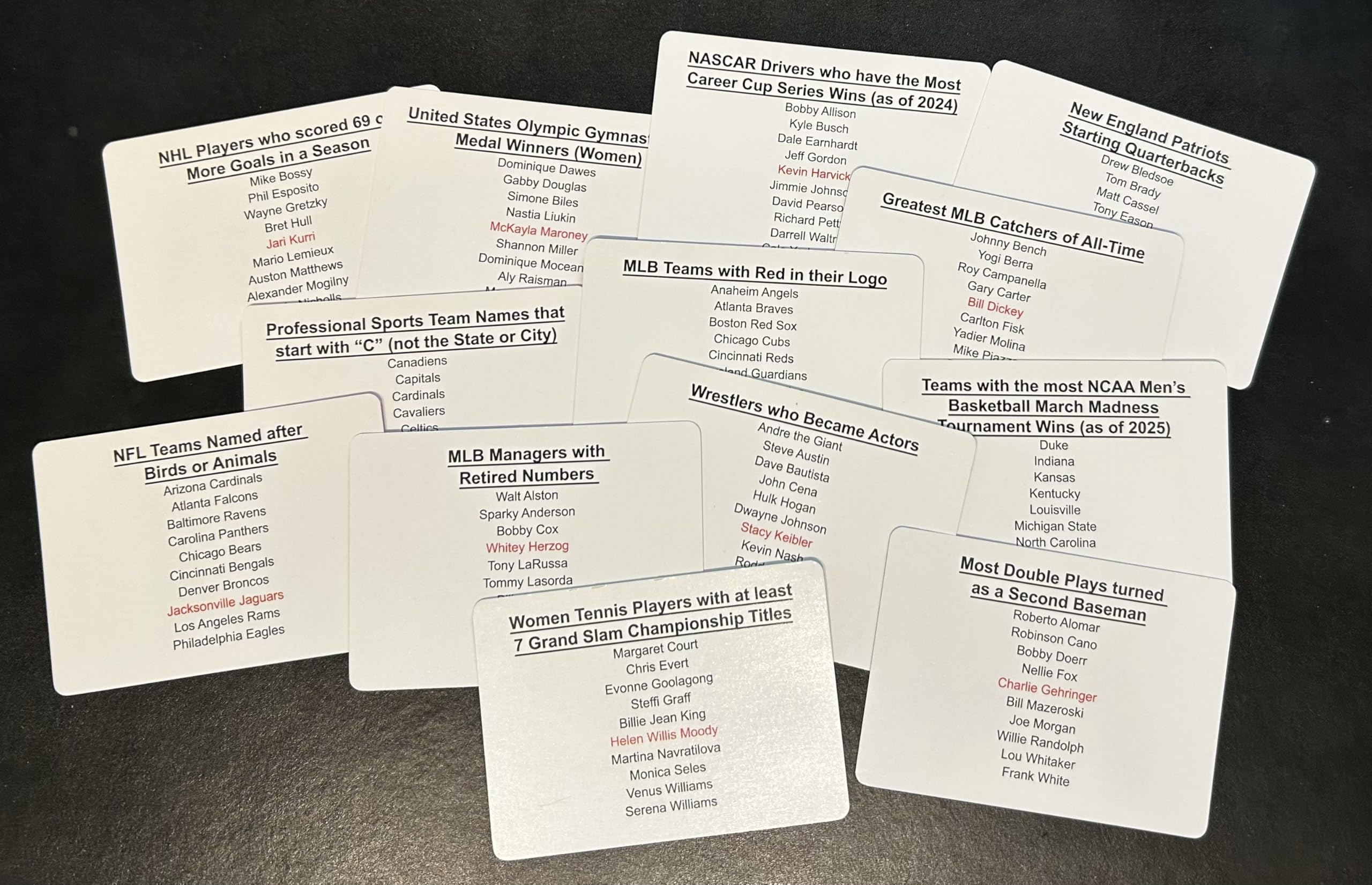 Basketball category card from 10 Hits fuels fast-paced questions.