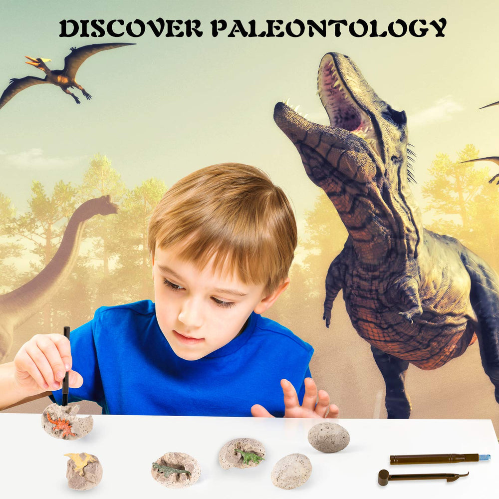 10Leccion six dino eggs show unique dinosaur designs for curious explorers.