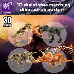 10Leccion dino puzzle T-Rex skeleton shows two 3D models for STEM learning