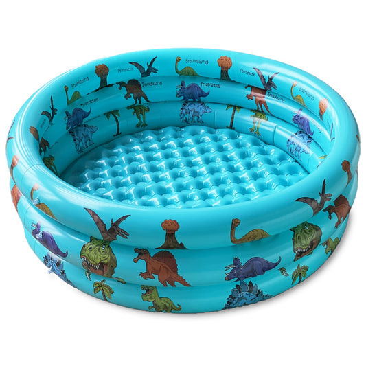10Leccion dinosaur pool round outer view with durable three-ring design for toddlers.