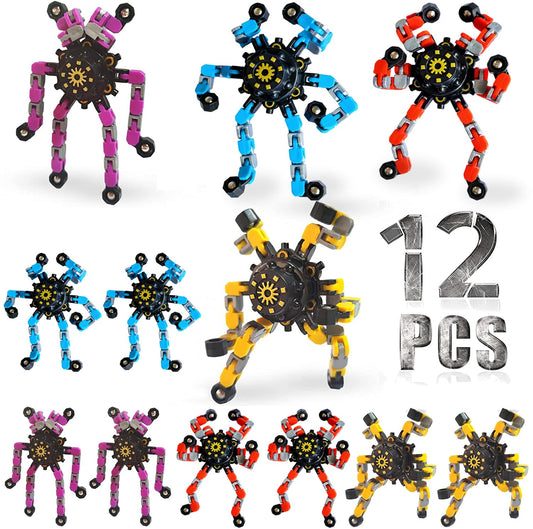 12-pack Funny Sensory Fidget Toys deformable chain for tactile focus and play