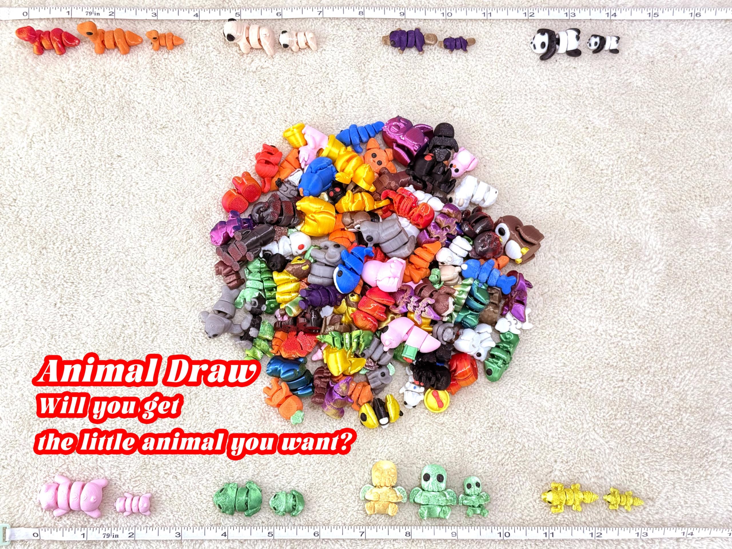 150Pcs Random 3D Printed Animals with articulated joints for flexible display.