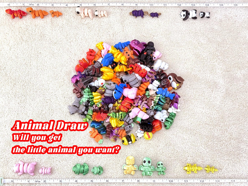 150Pcs Random 3D Printed Animals with articulated joints for flexible display.