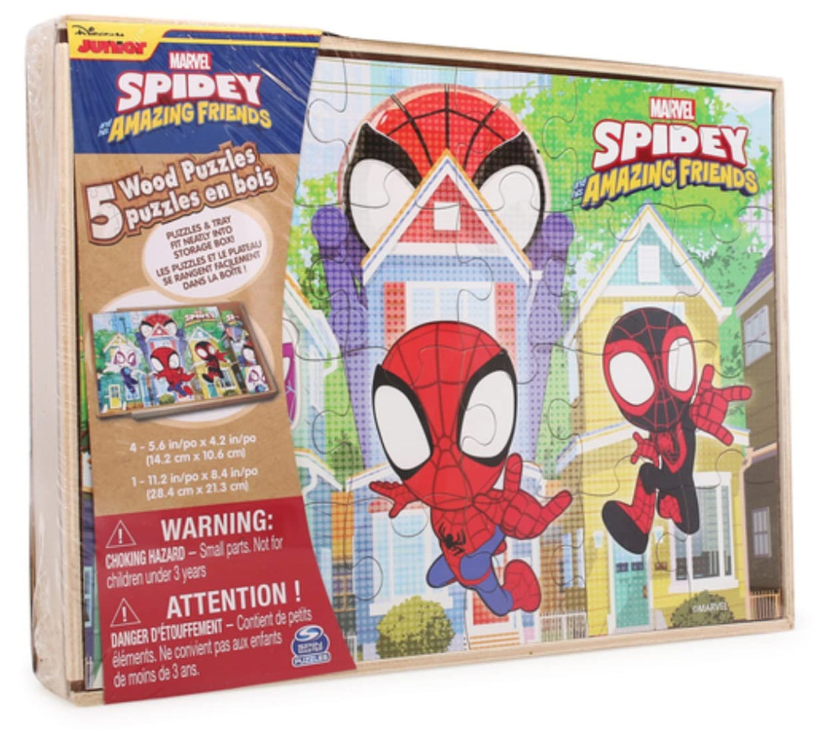 1616 Holdings Spidey Amazing Friends wood puzzles box set for kids promotes organized play