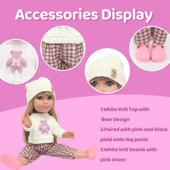 18INDC doll front view with articulated limbs for easy dressing.