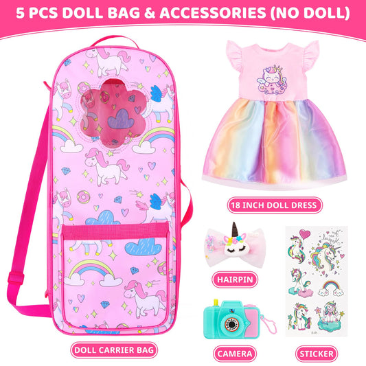 18INDC unicorn hair clip for quick doll styling inside bag