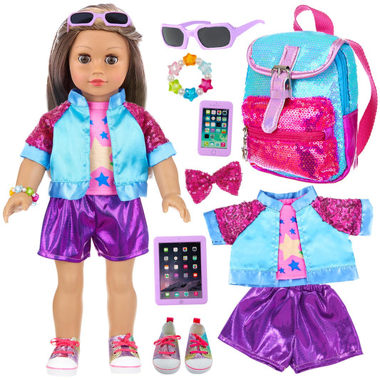18INDC gradient backpack for 18-inch doll accessories storage