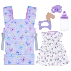 18INDC Baby Doll Carrier Purple front view for imaginative play and easy doll transport.