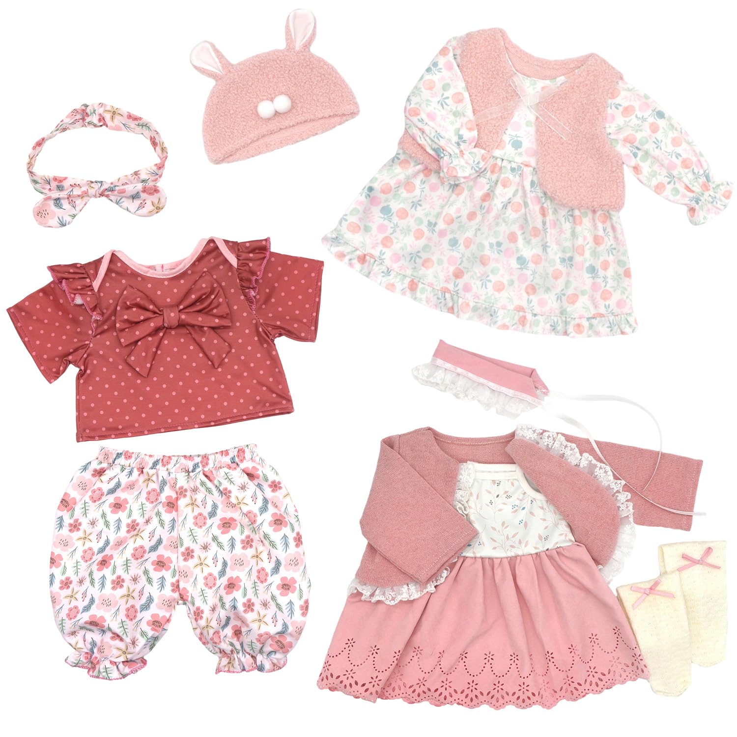 18INDC Reborn doll dress outfit ready to wear with soft fabric and Velcro easy dressing