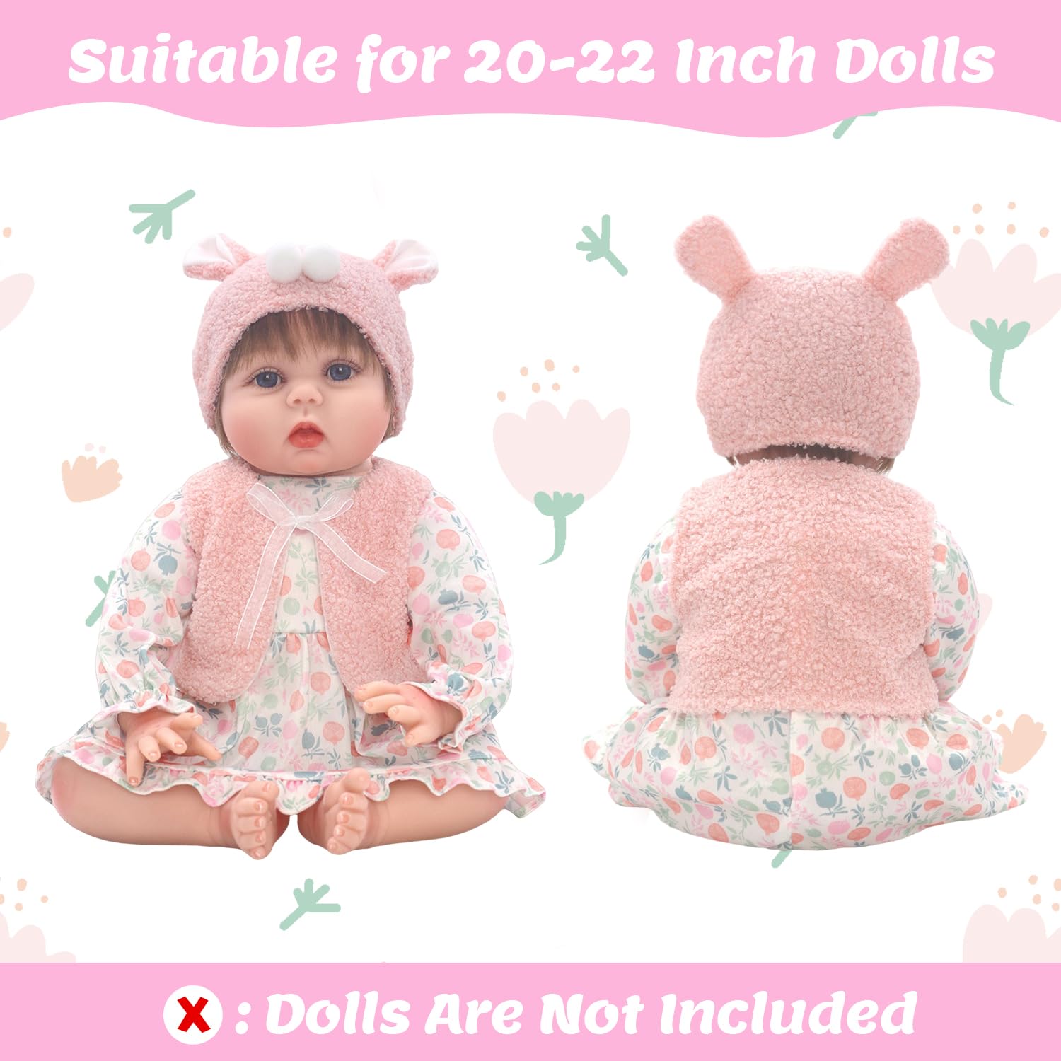 18INDC Reborn doll headbands set with adjustable sizing