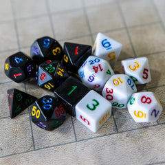 1985 Games Mystery Dice on tabletop during an RPG session