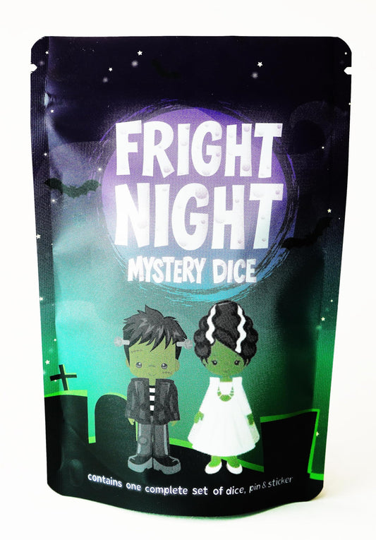 1985 Games Fright Night dice bag close-up with spooky patterns for RPG sessions