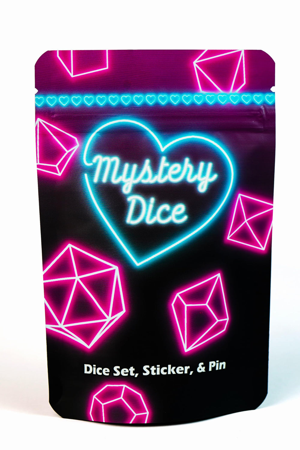 1985 Games Sweetheart dice pink seven-die set for RPG sessions