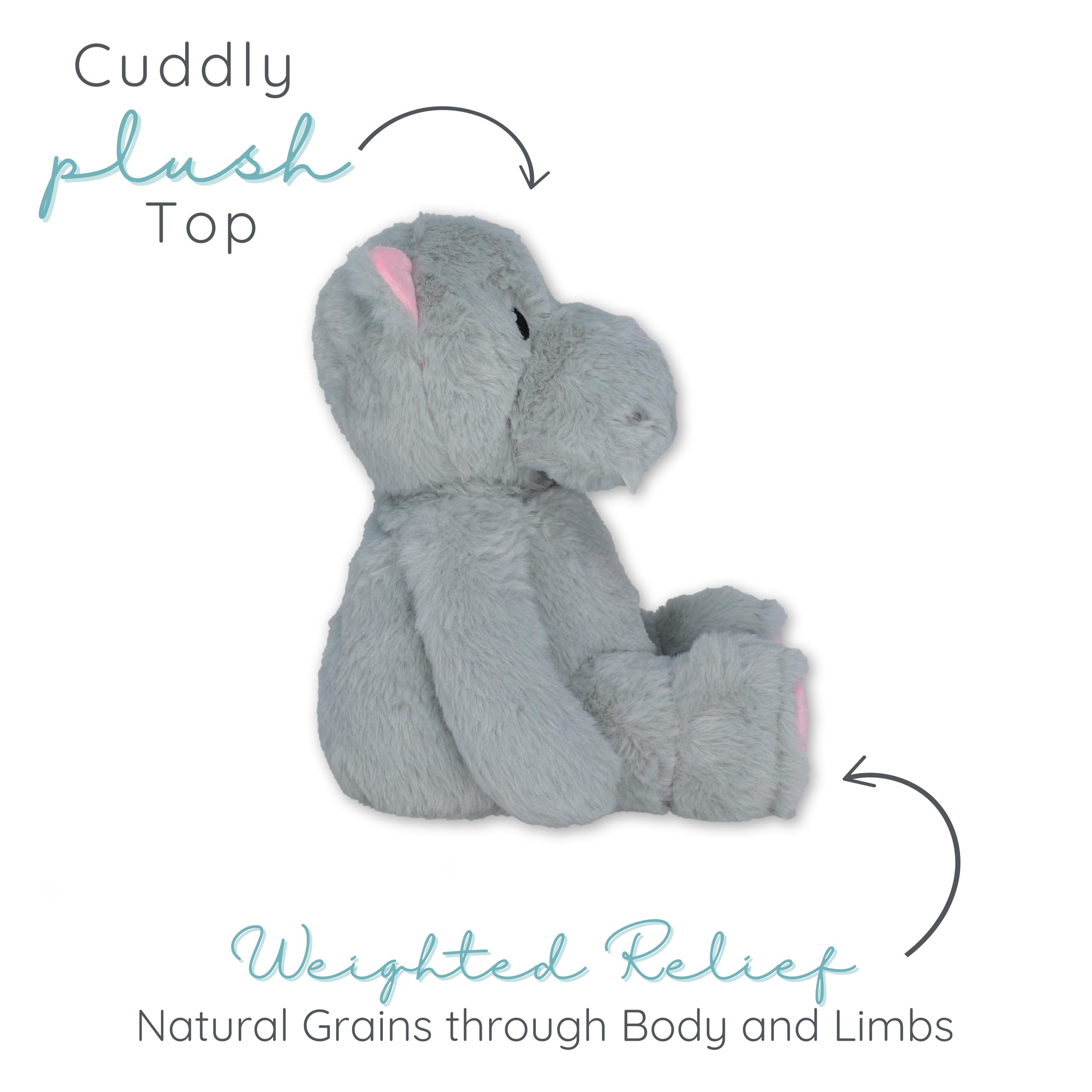 1i4 Group Hippo weighted plush body demonstrates calming heft