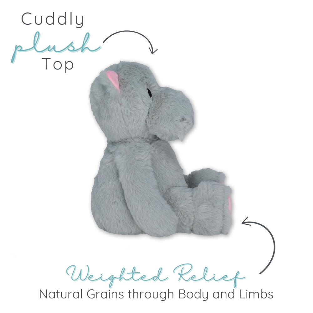 1i4 Group Hippo weighted plush body demonstrates calming heft