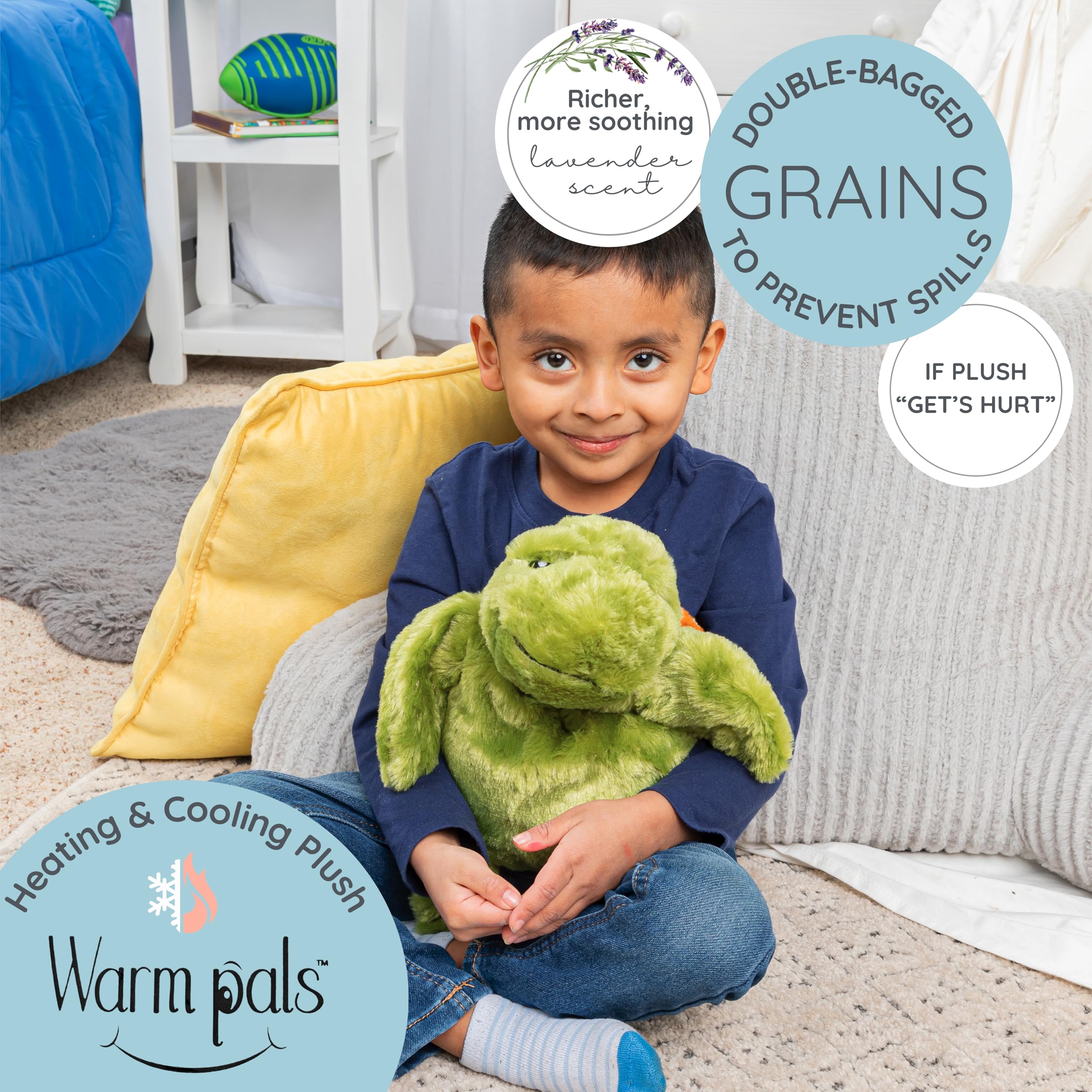 Tyson Turtle weighted plush provides a comforting hug.