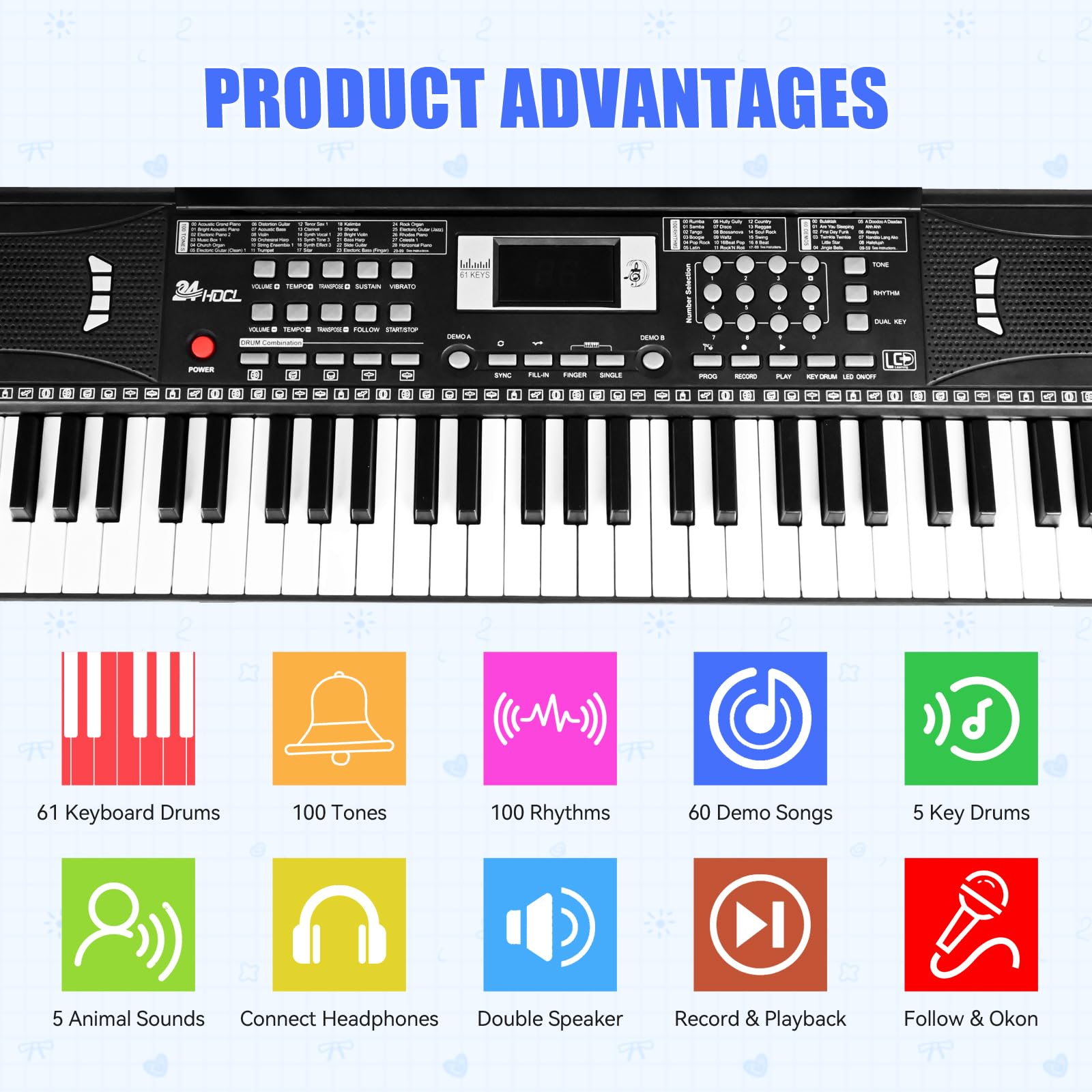 24HOCL LED-key lighting demonstrates notes for visual learning