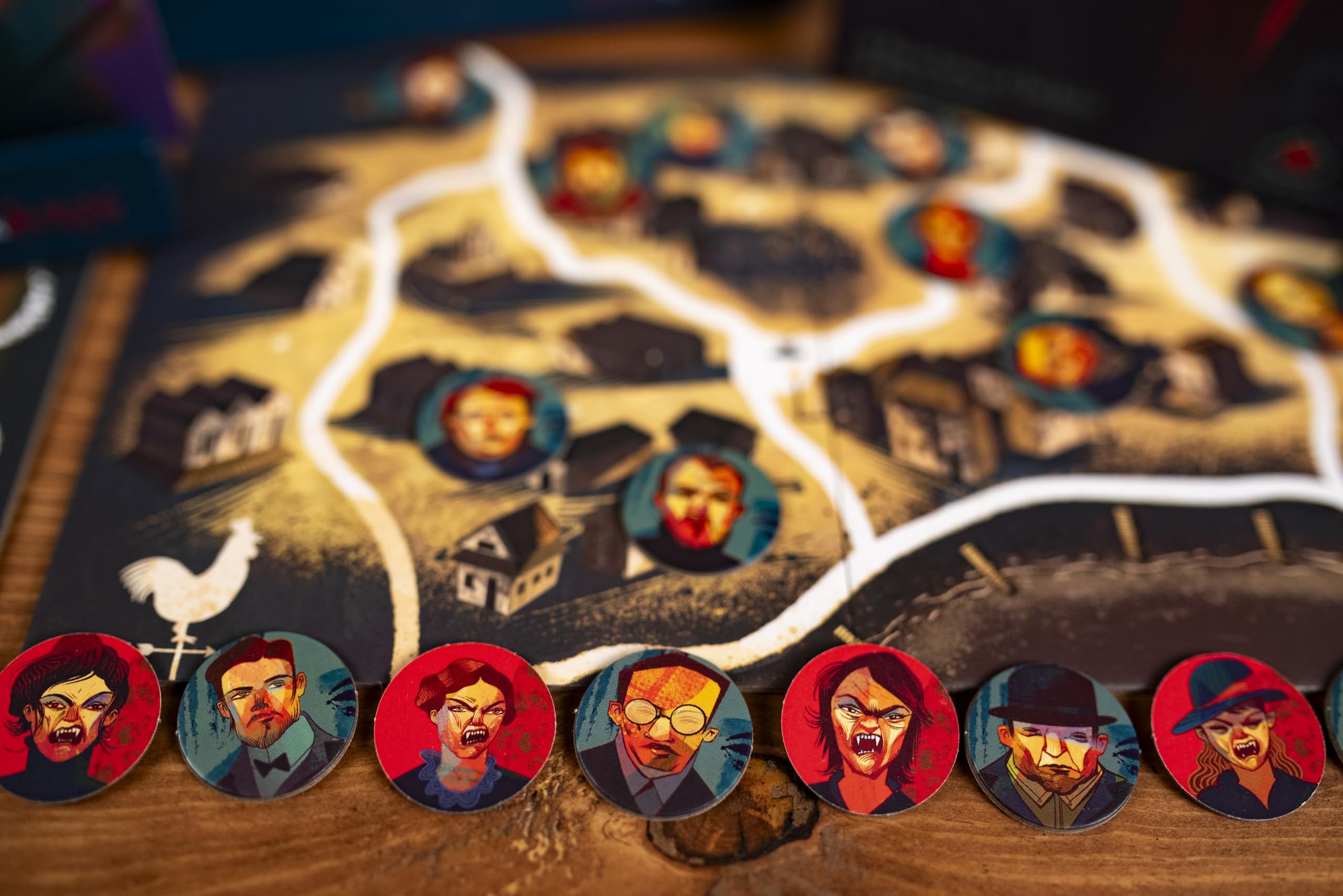 25th Century Games Dracula vs Van Helsing game setup showing compact packaging for portability