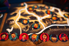 25th Century Games Dracula vs Van Helsing game setup showing compact packaging for portability