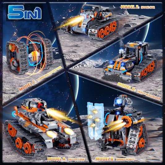 28c 5-in-1 building set robot in battle pose encourages imaginative STEM play