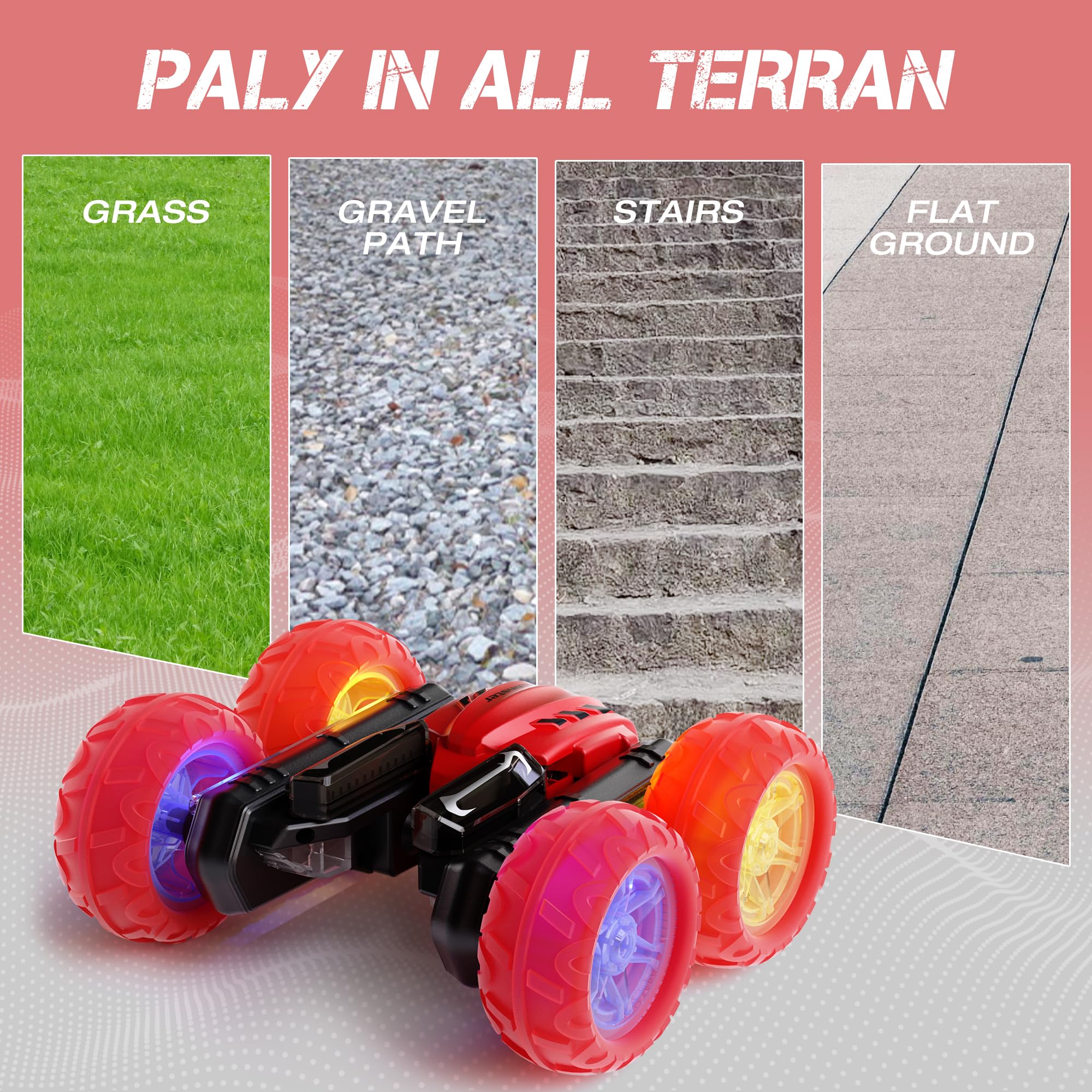 28°C RC car side walls lights enhance visibility during night driving.