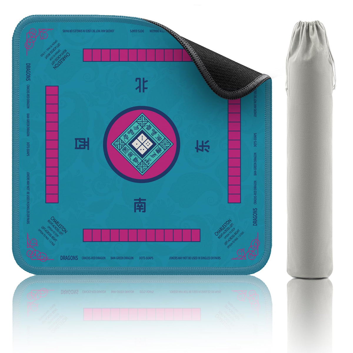 2F22E Mahjong Mat blue-2 with durable precision-woven surface for gameplay.