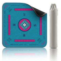 2F22E Mahjong Mat blue-2 with durable precision-woven surface for gameplay.