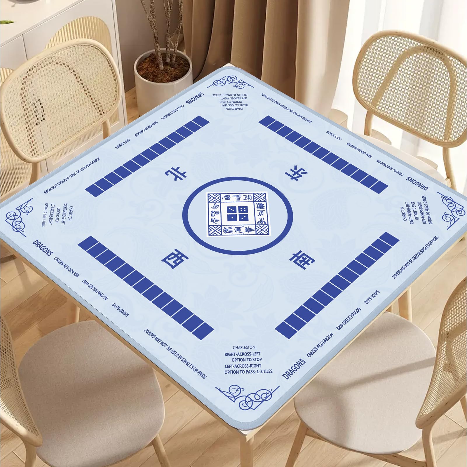 2F22E Mahjong Mat sealed edges prevent cracking and curling over time.