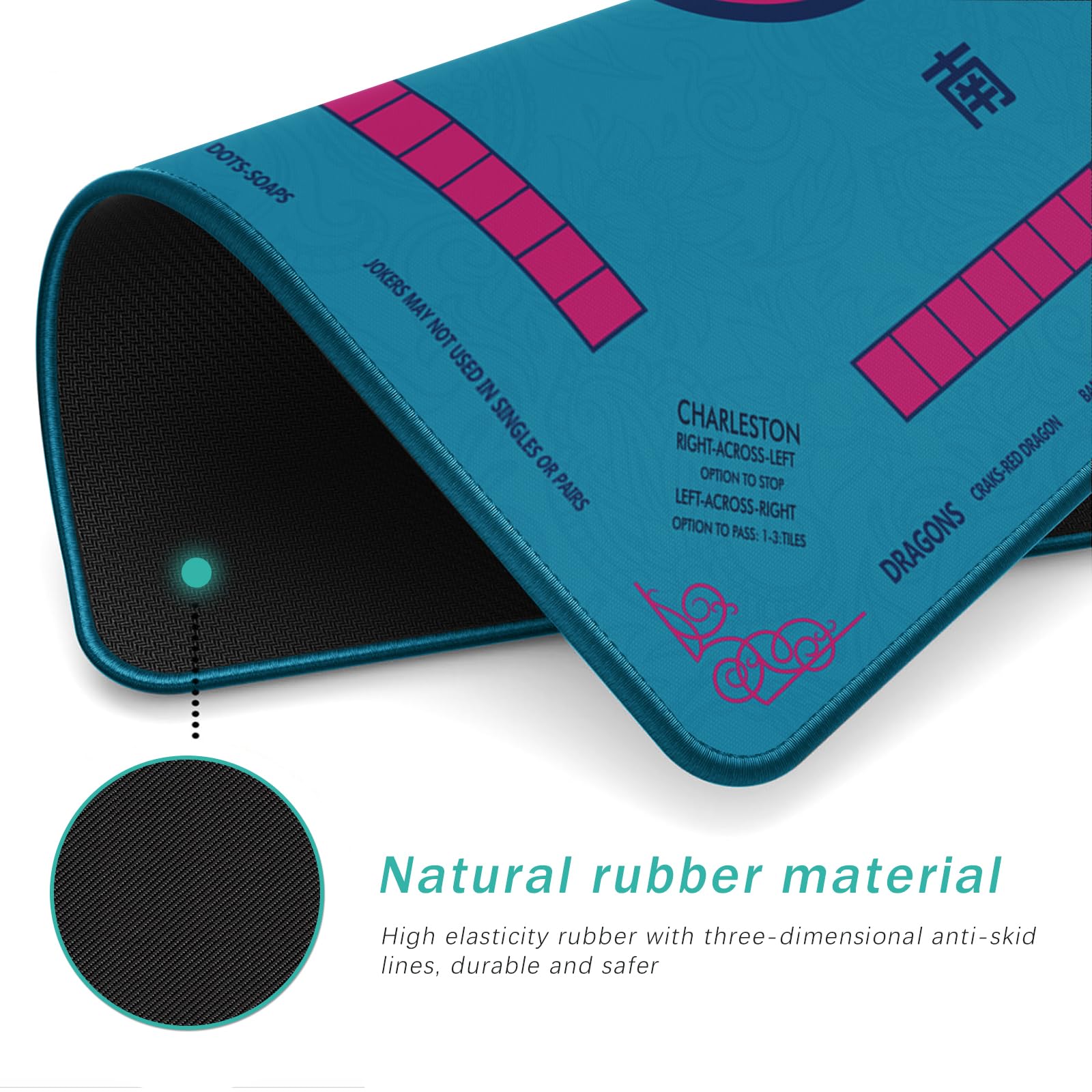 2F22E Noise-reducing layer minimizes tile clash for quieter game nights.