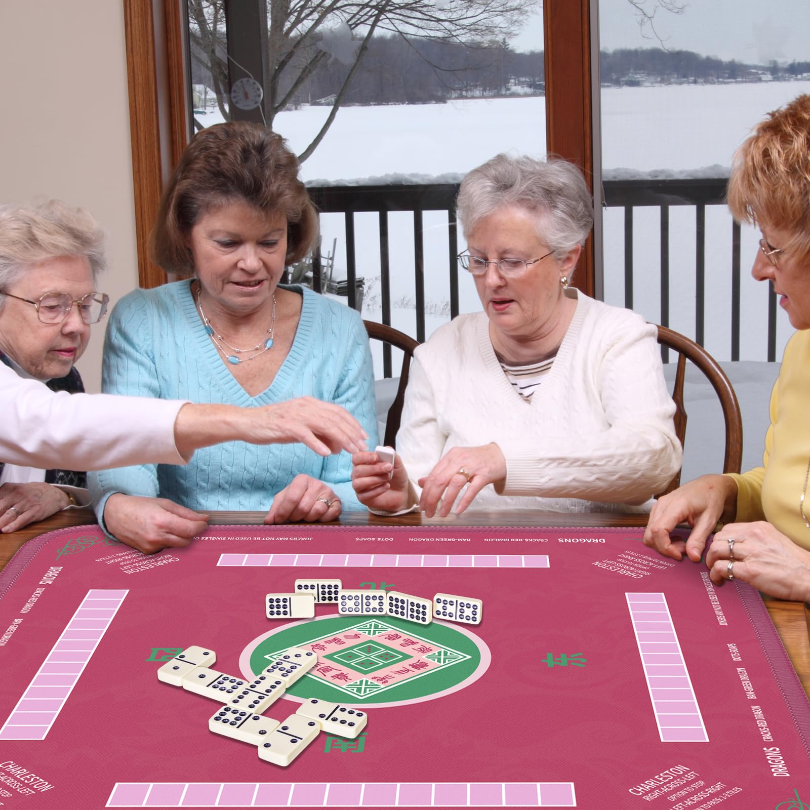 2F22E Mahjong Mat pink desk protection during tabletop games