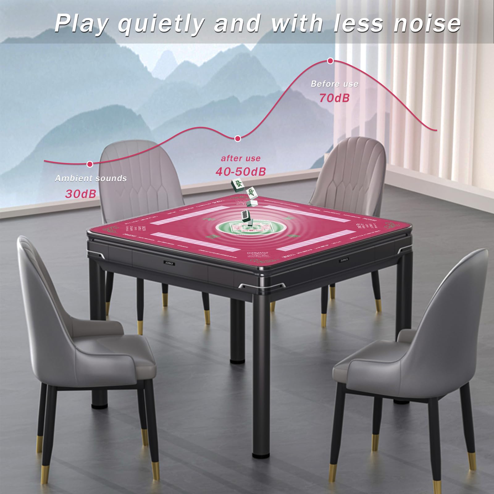 2F22E Mahjong Mat pink non-slip back keeps games steady