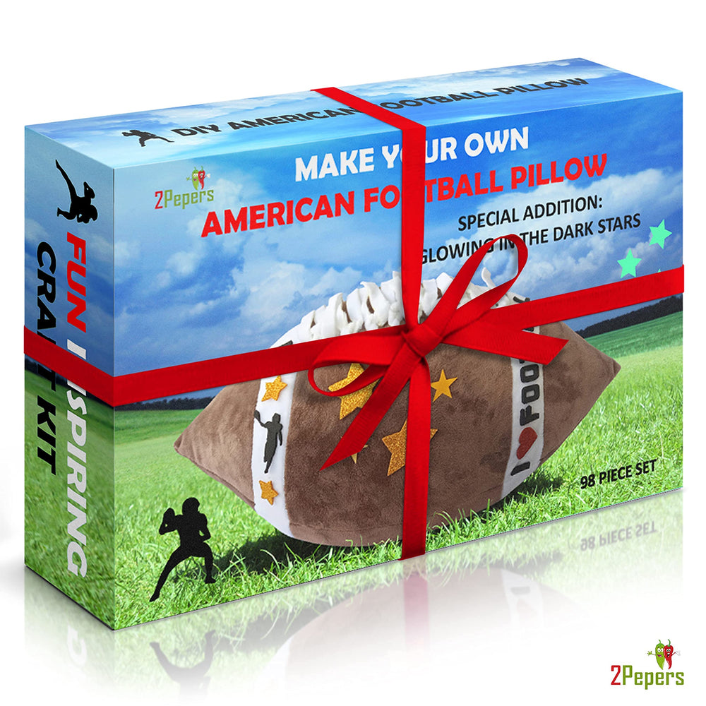 2Pepers assembled football pillow serves as a cozy room accent.