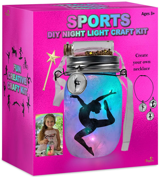 2Pepers DIY sports night light jar sparkles, perfect for bedtime decor.