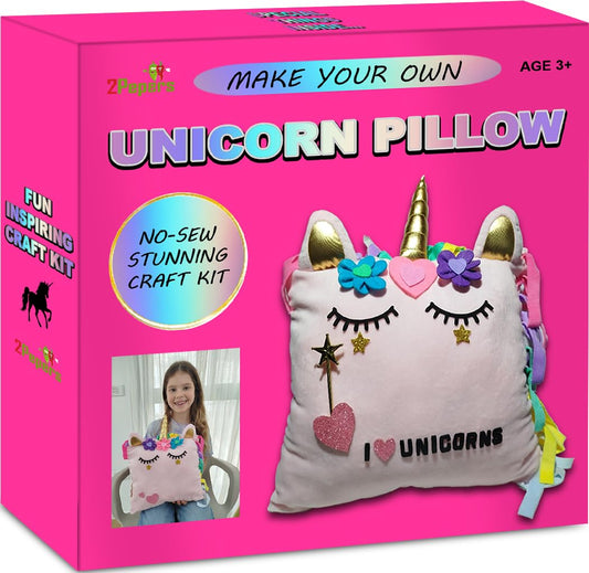 2Pepers Unicorn Pillow Kit packaging shows gift-ready fun for kids