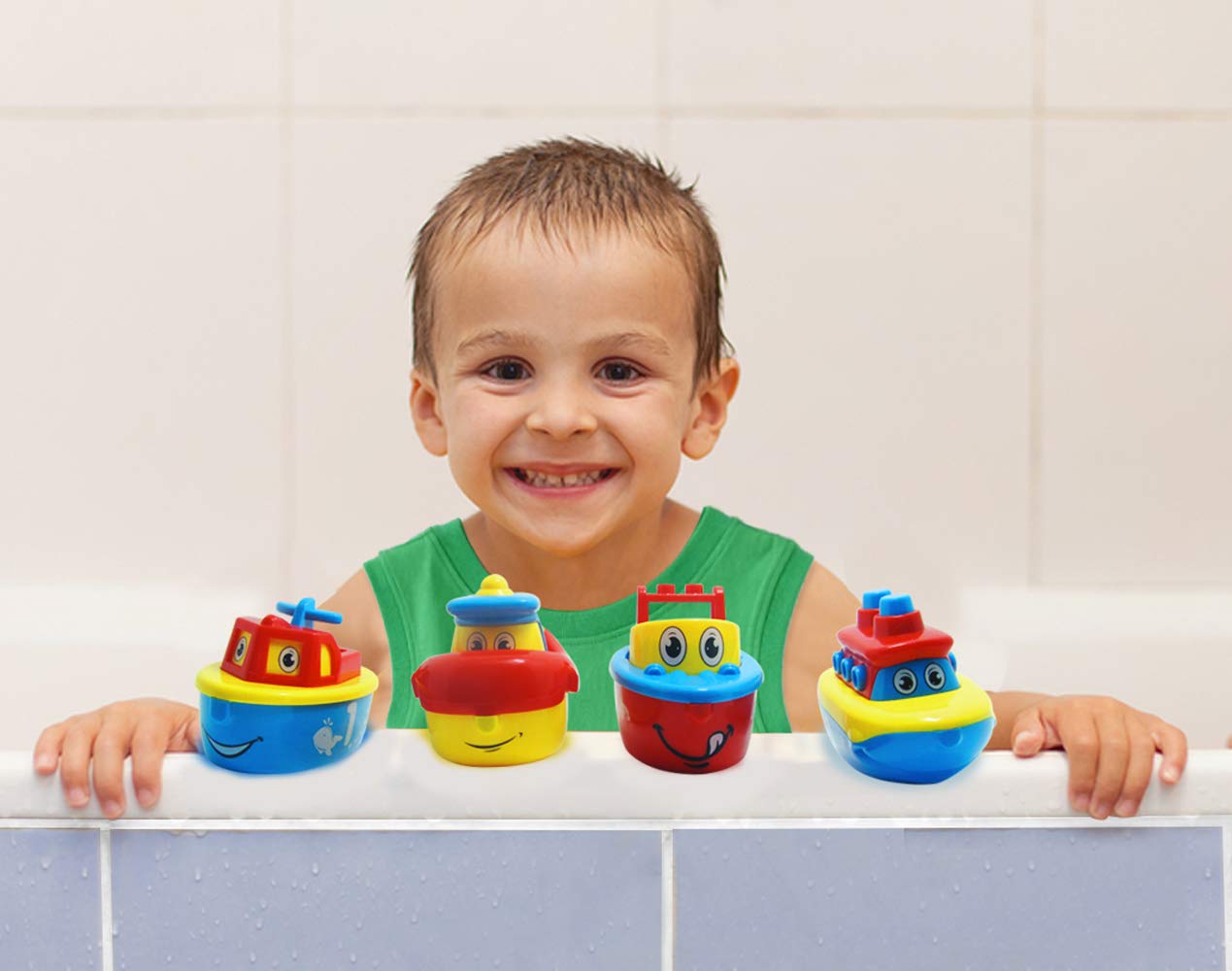 3 Bees & Me colorful bath boats promote color recognition during bath time.