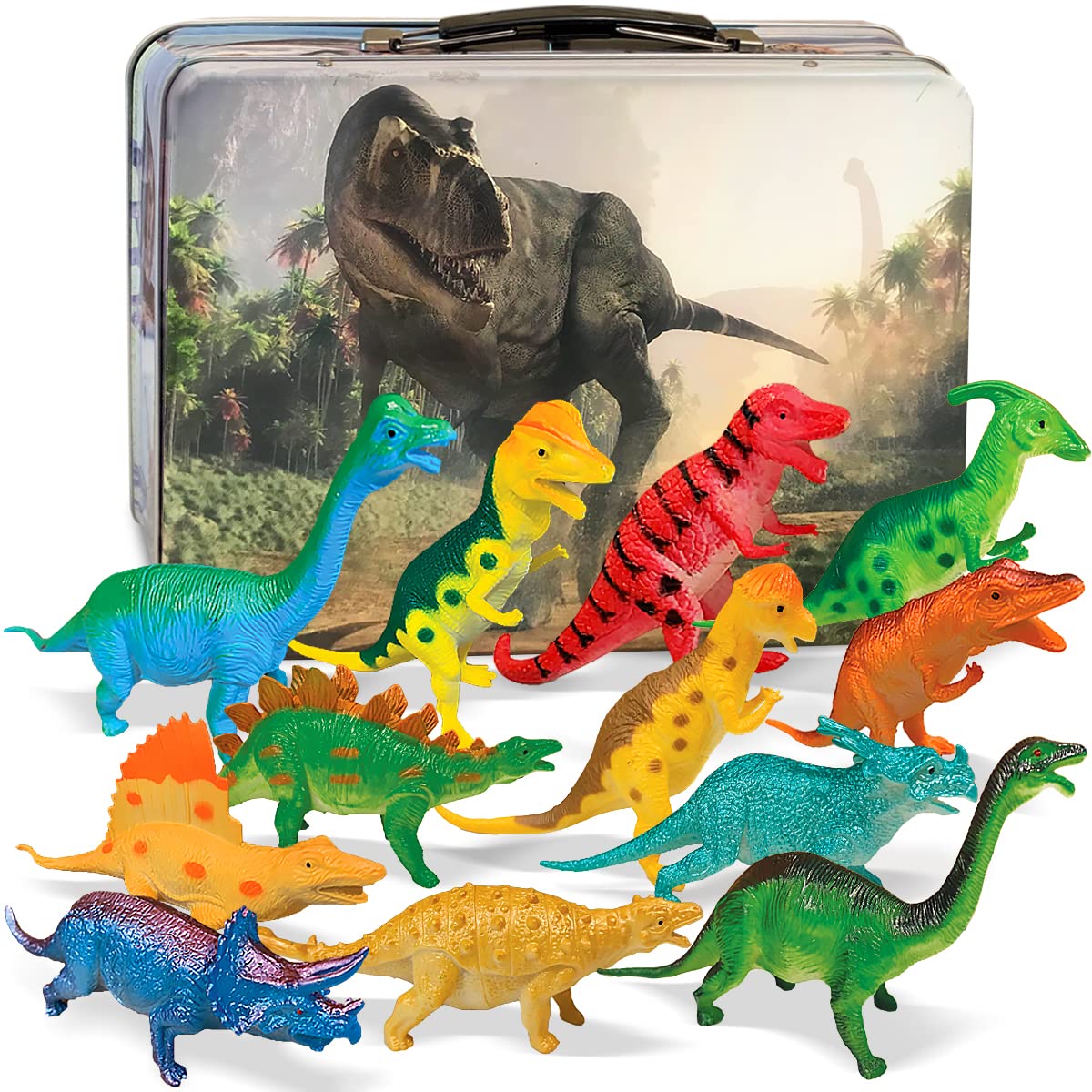 3 Bees & Me storage box keeps playtime organized with dinosaur toys