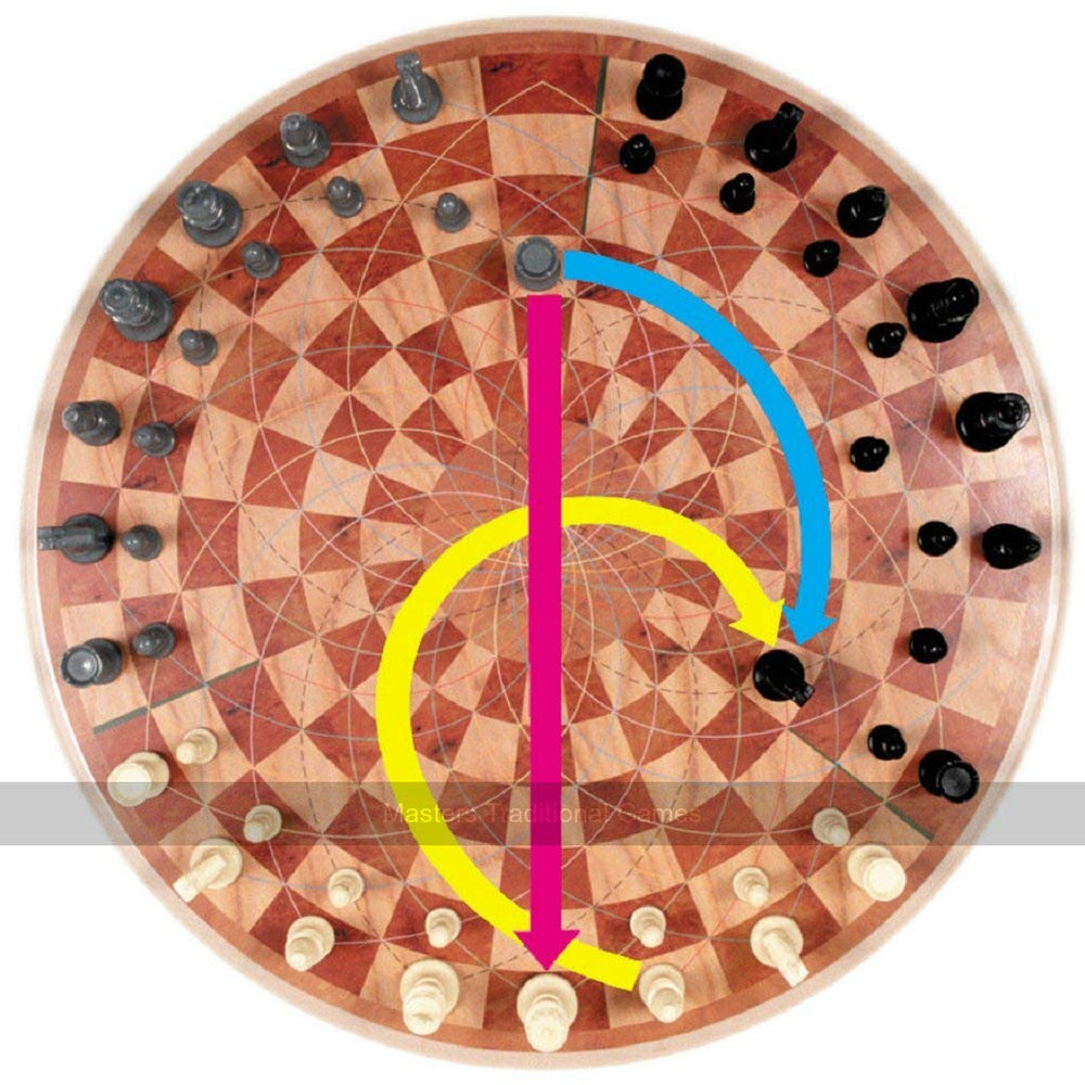 3 Man Chess three-teams pieces enable immersive three-player games.