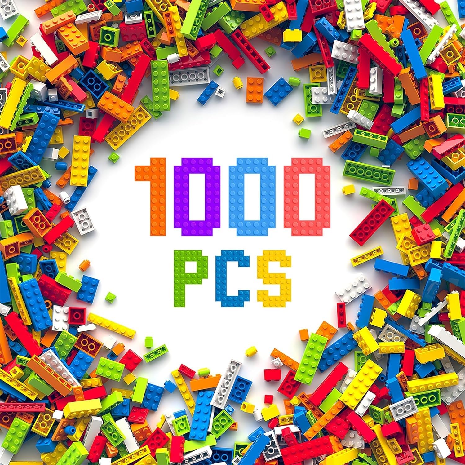 3 Otters 1000pcs building blocks set box with colorful pieces for creative play.