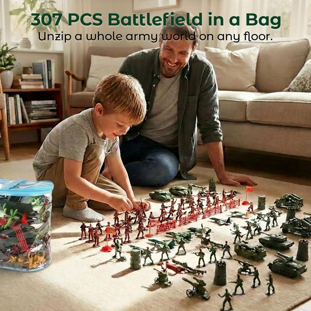 3 Otters 307-piece army set tanks in action for imaginative battles