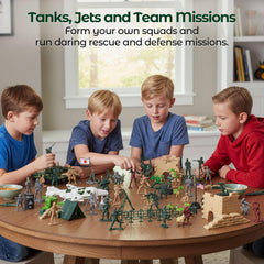 3 otters army accessories like fences tents and oil drums enabling versatile layouts