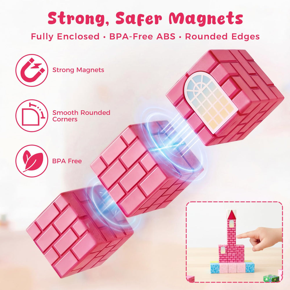 3 otters Magnetic Blocks garden scene for colorful, creative play