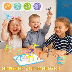 3 otters magnetic figures in motion with bendable limbs for creative builds.