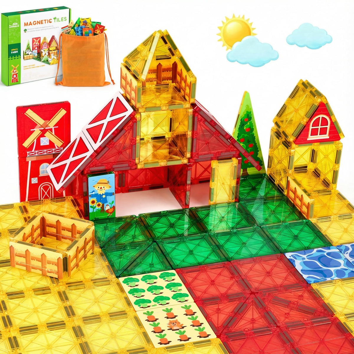 3 Otters magnetic tiles farm barn: encourages imaginative play and hands-on learning.