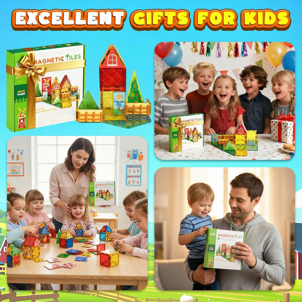 3 Otters magnetic tiles math play: engages counting and basic shapes.