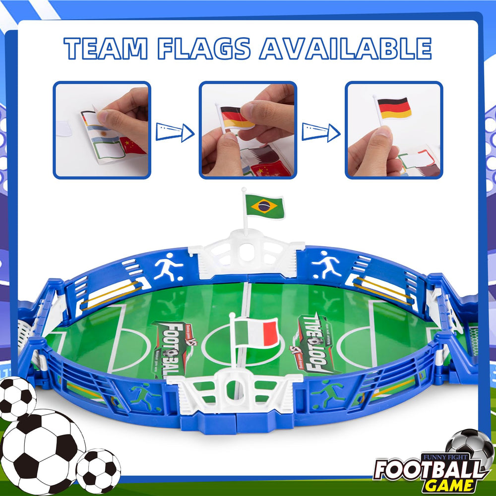 Portable design of 3 otters mini soccer board game for travel and parties.
