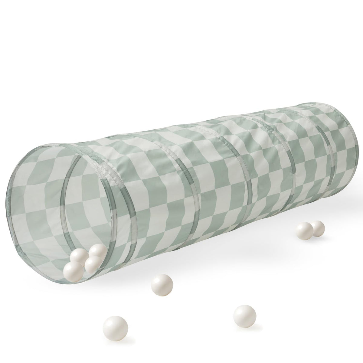 3 Sprouts Play Tunnel assembled in checkered green promotes indoor exploration and social play.