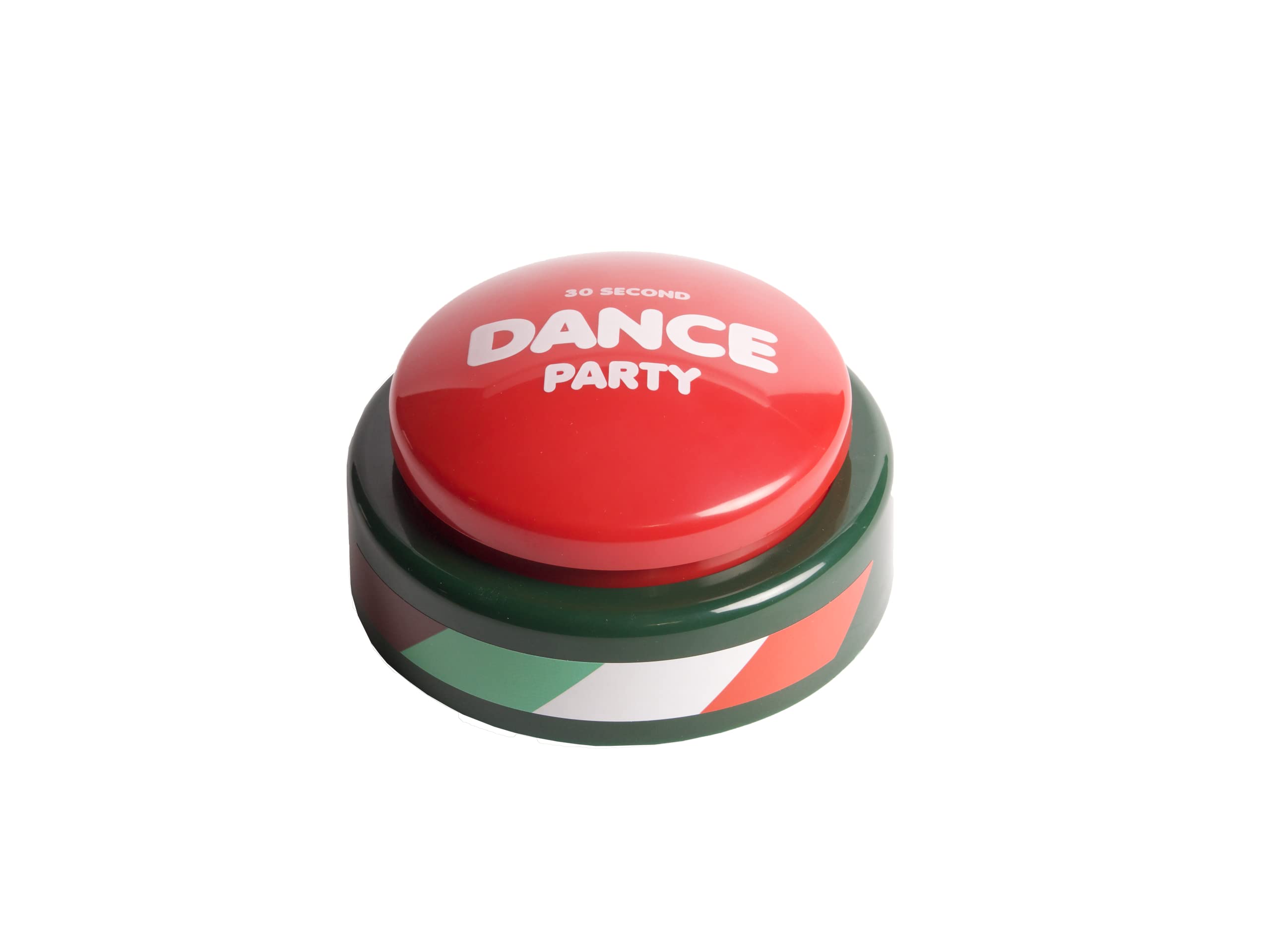 30 Second Dance Party button front view ready to spark spontaneous fun