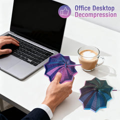 3D Printed Expanded Sensory Fidget Star on desk setup for stress relief during work
