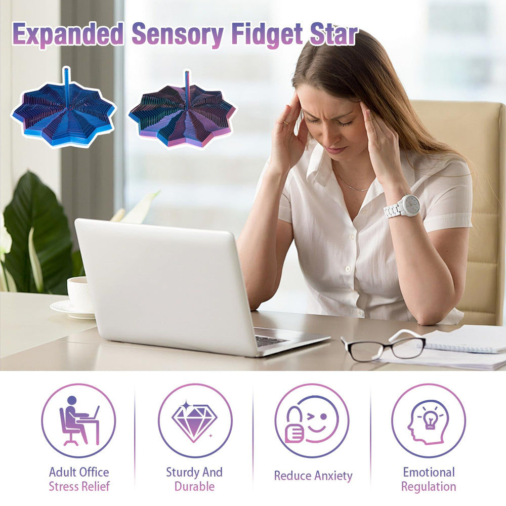 3D Printed Expanded Sensory Fidget Star with Hexagon Design emphasizing multi-sensory feedback